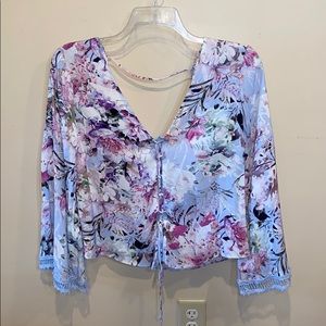 Floral open back blouse